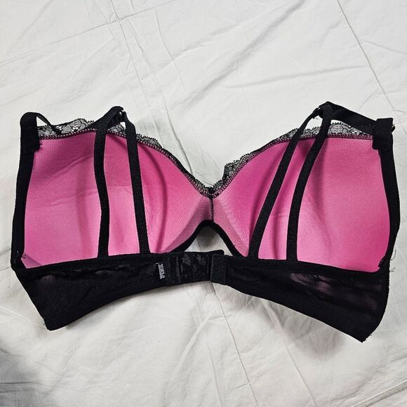 PINK Victoria's Secret Date Wireless Lightly‎ Lined Black Bra Women's Size 36D - Picture 3 of 4